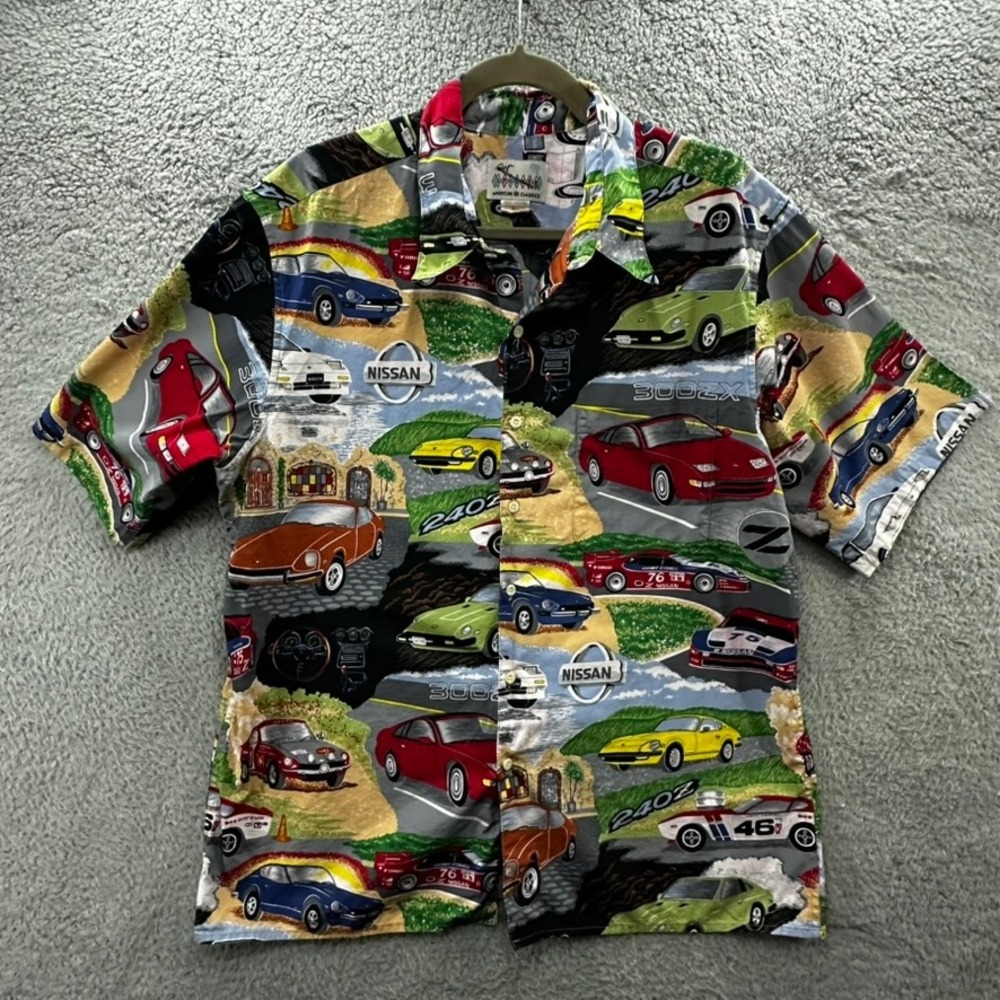 Reyn Spooner Men's Large Nissan American Classics Cars Cotton Shirt Button Up